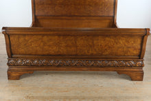 Load image into Gallery viewer, King Burl Walnut Sleigh Bed with Rails — Charles X Inspired Design