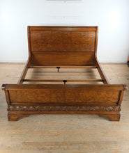 Load image into Gallery viewer, King Burl Walnut Sleigh Bed with Rails — Charles X Inspired Design