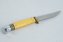 Load image into Gallery viewer, Kissing Crane KC5084 Fixed Blade Knife – Yellow Handle, Stainless, Sheath & Box