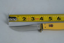 Load image into Gallery viewer, Kissing Crane KC5084 Fixed Blade Knife – Yellow Handle, Stainless, Sheath & Box
