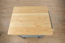 Load image into Gallery viewer, Industrial Rolling Utility Cart with Butcher Block Top and Metal Shelves