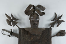 Load image into Gallery viewer, Vintage Medieval Knight Armor Weapons Metal Wall Sculpture 46 x 44