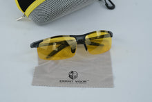 Load image into Gallery viewer, BLUPOND Knight Visor Night Driving Glasses Yellow Lens Black Frame Case