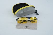 Load image into Gallery viewer, BLUPOND Knight Visor Night Driving Glasses Yellow Lens Black Frame Case