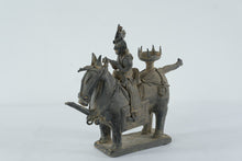 Load image into Gallery viewer, Asian Stoneware Rider on Horse Sculpture – Folk Art Equestrian Figure with Ritual Vessel, 10” Tall