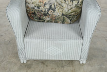 Load image into Gallery viewer, Vintage Lloyd Loom Wicker Patio Furniture Set with Tropical Upholstery and Glass Tables