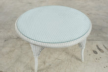 Load image into Gallery viewer, Vintage Lloyd Loom Wicker Patio Furniture Set with Tropical Upholstery and Glass Tables