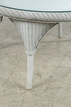 Load image into Gallery viewer, Vintage Lloyd Loom Wicker Patio Furniture Set with Tropical Upholstery and Glass Tables