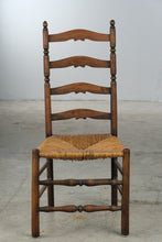 Load image into Gallery viewer, Vintage Ladder Back Rush Seat Dining Chair Solid Wood Farmhouse