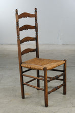 Load image into Gallery viewer, Vintage Ladder Back Rush Seat Dining Chair Solid Wood Farmhouse