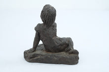 Load image into Gallery viewer, Karin Jonzen Sitting Girl Bronze Resin Figurative Sculpture Signed KJ