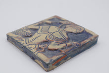 Load image into Gallery viewer, Vintage Studio Pottery Ceramic Wall Tile Folk Art Woman Birds 4 Inch
