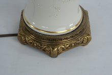 Load image into Gallery viewer, Pair of Tall Ivory Floral Table Lamps with Ornate Bases 32 Inch Classic Style