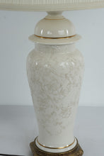 Load image into Gallery viewer, Pair of Tall Ivory Floral Table Lamps with Ornate Bases 32 Inch Classic Style