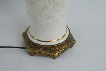 Load image into Gallery viewer, Pair of Tall Ivory Floral Table Lamps with Ornate Bases 32 Inch Classic Style