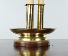 Load image into Gallery viewer, Brass Triple Candlestick Table Lamp with Black Shade, Traditional Style, 29” Tall