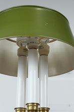 Load image into Gallery viewer, Brass Triple Candlestick Table Lamp with Green Tole Shade, Classic Traditional Style, 21.5ā Tall (Copy)