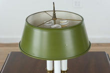 Load image into Gallery viewer, Brass Triple Candlestick Table Lamp with Green Tole Shade, Classic Traditional Style, 21.5ā Tall (Copy)