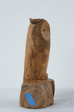 Load image into Gallery viewer, Hand Carved Wooden Owl Sculpture on Natural Log Base Signed Rich Snider