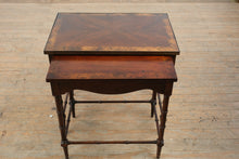 Load image into Gallery viewer, Burled Wood Nesting Tables Pair with Inlay Top and Traditional Base
