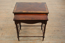 Load image into Gallery viewer, Burled Wood Nesting Tables Pair with Inlay Top and Traditional Base