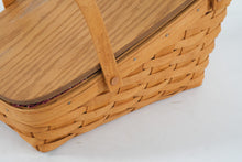 Load image into Gallery viewer, Longaberger Large Vegetable Basket 1995 β With Heart Lid, Liner, Protector & Card (15202)