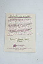 Load image into Gallery viewer, Longaberger Large Vegetable Basket 1995 β With Heart Lid, Liner, Protector & Card (15202)