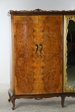 Load image into Gallery viewer, French Louis XV Style Burl Walnut 5 Door Armoire Wardrobe with Gilt Mirror, 105 Inch