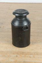 Load image into Gallery viewer, Antique BR Waldron & Sons Black Metal Milk Can – Califon, NJ – 25" Tall Farmhouse Decor