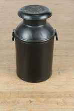 Load image into Gallery viewer, Antique BR Waldron & Sons Black Metal Milk Can – Califon, NJ – 25" Tall Farmhouse Decor