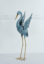 Load image into Gallery viewer, Large Blue Metal Crane Garden Sculpture