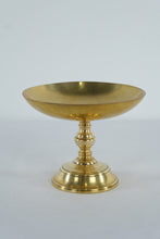 Load image into Gallery viewer, Solid Brass Pedestal Bowl Compote – Wide Shallow Dish on Turned Base – 7.5” Diameter