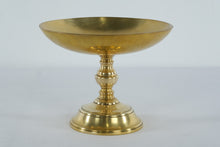 Load image into Gallery viewer, Solid Brass Pedestal Bowl Compote – Wide Shallow Dish on Turned Base – 7.5” Diameter
