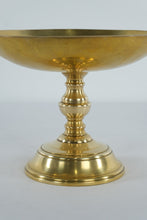 Load image into Gallery viewer, Solid Brass Pedestal Bowl Compote – Wide Shallow Dish on Turned Base – 7.5” Diameter