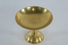 Load image into Gallery viewer, Solid Brass Pedestal Bowl Compote – Wide Shallow Dish on Turned Base – 7.5” Diameter