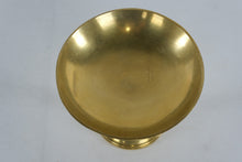 Load image into Gallery viewer, Solid Brass Pedestal Bowl Compote – Wide Shallow Dish on Turned Base – 7.5” Diameter