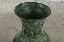 Load image into Gallery viewer, Large Chinese Green Dragon Lotus Floor Vase Carved Relief 36 Inch