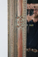 Load image into Gallery viewer, Large Ornate Tuscan Style Wall Mirror Distressed Red Gold Frame 43 x 55