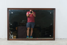 Load image into Gallery viewer, Vintage Mahogany Wall Mirror Etched Star Rosettes Large Rectangular Dresser Mirror