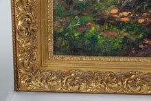 Load image into Gallery viewer, Large Signed Impressionist Landscape Oil Painting “TAT” – Framed Forest Path Scene 37x48 Gold Ornate Frame