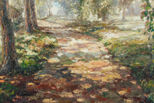 Load image into Gallery viewer, Large Signed Impressionist Landscape Oil Painting “TAT” – Framed Forest Path Scene 37x48 Gold Ornate Frame