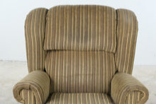 Load image into Gallery viewer, Traditional Wingback Recliner Chair with Striped Upholstery and Carved Claw Feet