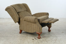 Load image into Gallery viewer, Traditional Wingback Recliner Chair with Striped Upholstery and Carved Claw Feet