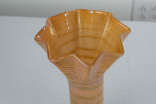 Load image into Gallery viewer, Extremely Rare Rindskopf Iridescent Art Glass Vase – 8-Ruffle Top, Twisted Rib, Dimpled Base – 12.75"