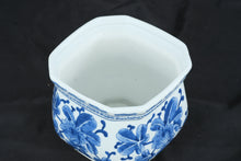 Load image into Gallery viewer, Bombay Blue & White Porcelain Planter Cachepot Floral Motif Chinoiserie Decor 7"