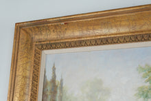 Load image into Gallery viewer, Large Vintage Framed Oil Painting – Impressionist Garden Pond Landscape w/ Gilt Frame 47.5x59.5