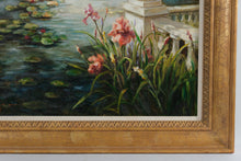Load image into Gallery viewer, Large Vintage Framed Oil Painting – Impressionist Garden Pond Landscape w/ Gilt Frame 47.5x59.5