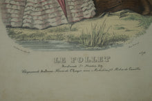 Load image into Gallery viewer, Antique Le Follet 2376 Hand Colored French Fashion Plate Engraving 15x17