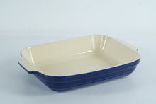 Load image into Gallery viewer, Le Gourmet Chef Stoneware Baking Dish – Blue & Cream – Large 15" Rectangular Casserole