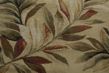 Load image into Gallery viewer, Large Tropical Botanical Area Rug Beige Rust Green Leaf Pattern 63 x 92